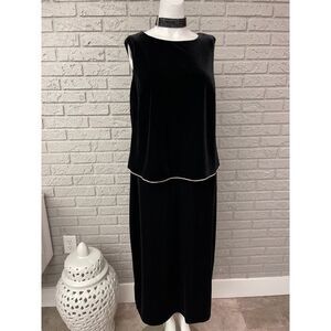 Onyx Nite by Wendye Chaitin Women Black Velvet Sleeveless Midi Dress Size 14